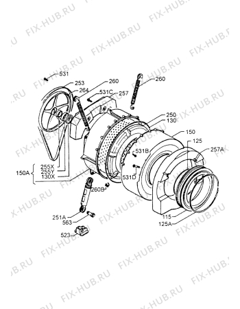 Взрыв-схема стиральной машины Zanussi FLS823C - Схема узла Tub and drum