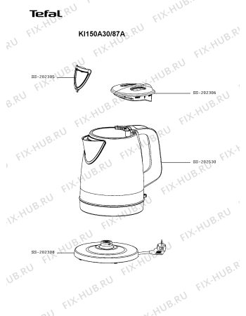 Схема №1 KI150A10/87A с изображением Часть корпуса для чайника (термопота) Tefal SS-202530