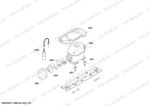 Взрыв-схема холодильника Siemens KS38KV50 - Схема узла 03