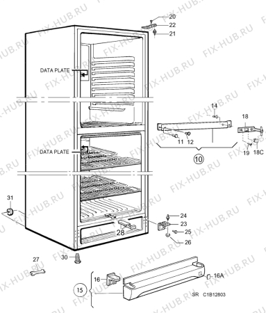 Взрыв-схема холодильника Husqvarna Electrolux GM395KF - Схема узла C10 Cabinet