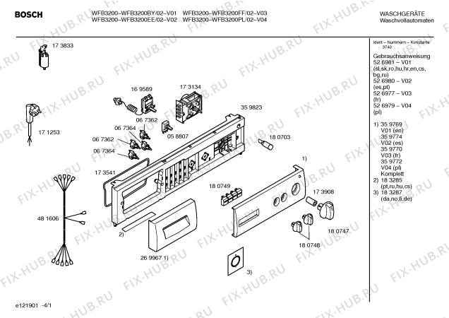 Схема №2 WFB3200BY с изображением Панель управления для стиральной машины Bosch 00359769