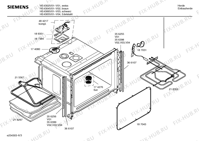 Взрыв-схема плиты (духовки) Siemens HE43065 - Схема узла 03