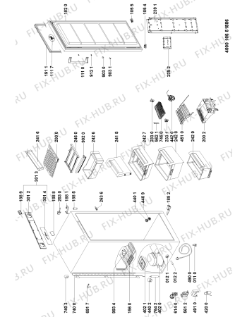Схема №1 WVE1660 NF TS с изображением Корпусная деталь для холодильной камеры Whirlpool 481010593709