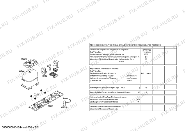 Взрыв-схема холодильника Bosch KTR14N11GB - Схема узла 02