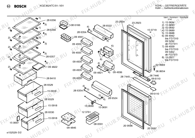 Взрыв-схема холодильника Bosch KGE3624TC - Схема узла 02