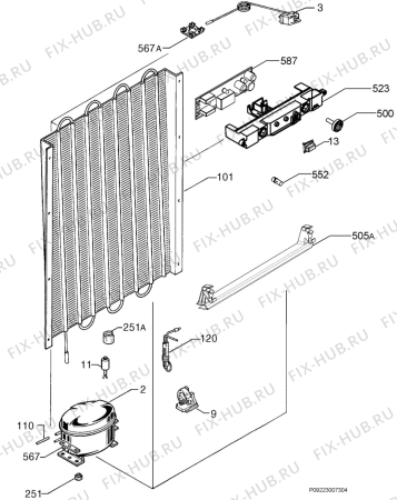 Взрыв-схема холодильника Electrolux EUC29294W - Схема узла Cooling system 017