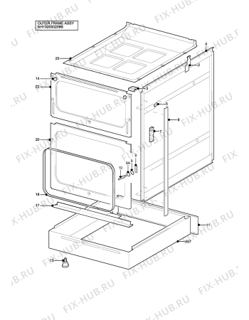 Взрыв-схема плиты (духовки) Tricity Bendix SB412W - Схема узла H10 Outer Frame