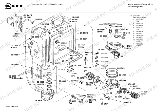 Взрыв-схема посудомоечной машины Neff S4142B1FF si42a - Схема узла 02