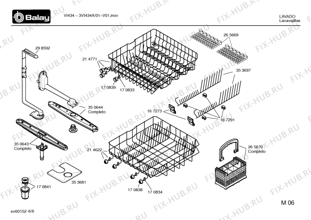 Взрыв-схема посудомоечной машины Balay 3VI434A VI434 - Схема узла 06