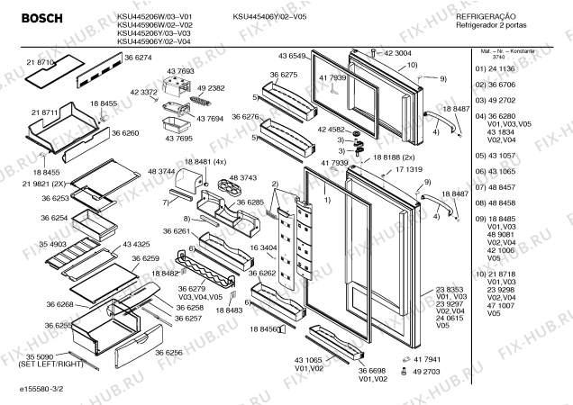 Схема №3 KSU445406Y BOSCH с изображением Конденсатор для холодильника Bosch 00238354