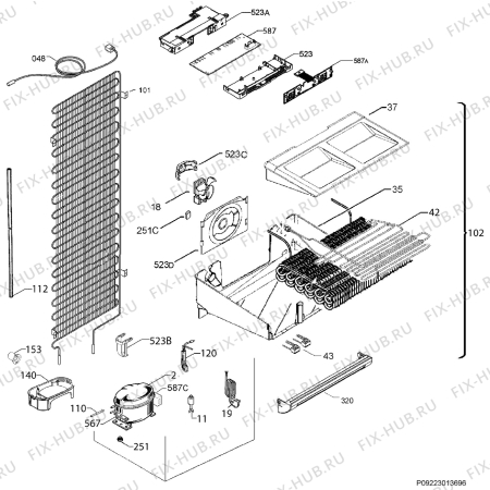 Взрыв-схема холодильника Electrolux SG181N - Схема узла Cooling system 017