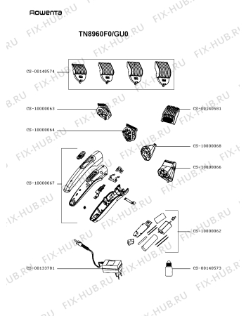 Схема №1 TN8960F0/GU0 с изображением Элемент корпуса для бритвы (эпилятора) Rowenta CS-10000067