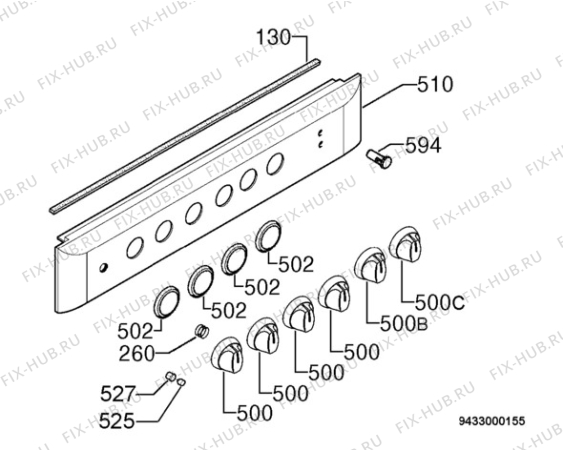 Взрыв-схема плиты (духовки) Zanussi ZCM6601W - Схема узла Command panel 037