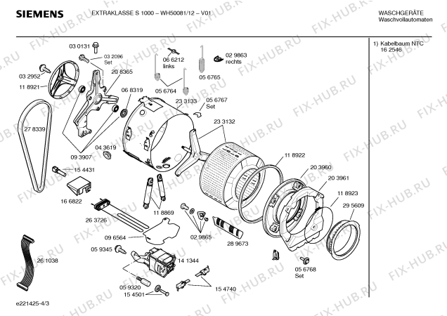 Схема №1 WH50081 EXTRAKLASSE S1000 с изображением Инструкция по эксплуатации для стиральной машины Siemens 00523303