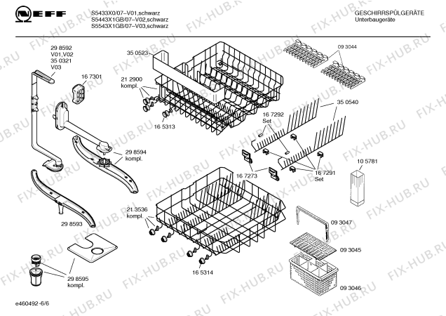 Взрыв-схема посудомоечной машины Neff S5543X1GB - Схема узла 06