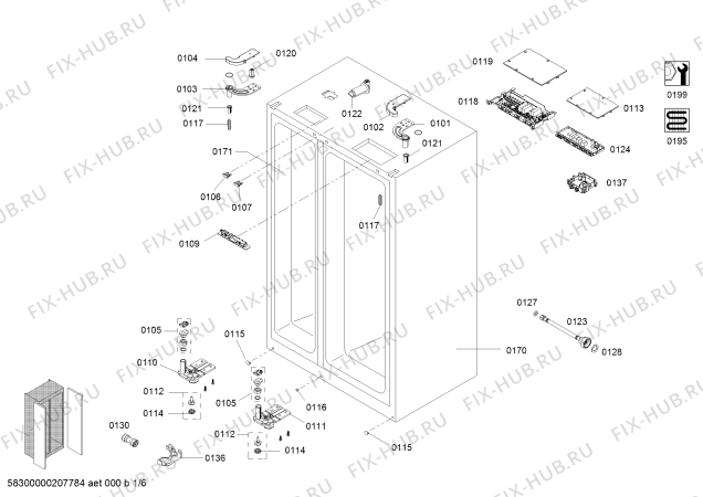 Схема №4 RS295355, Gaggenau с изображением Наклейка для холодильной камеры Bosch 10006679