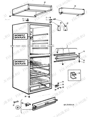 Взрыв-схема холодильника Privileg KF350-T - Схема узла C10 Cabinet