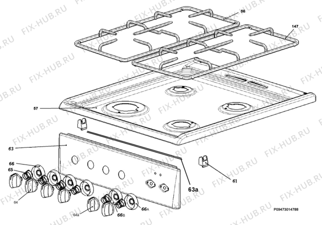 Взрыв-схема плиты (духовки) Electrolux EKK5003 - Схема узла Section 4