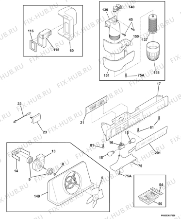 Взрыв-схема холодильника Electrolux ERL6296W2 - Схема узла Diffusor