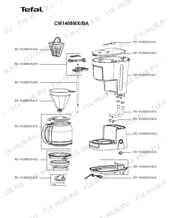 Схема №1 CM1408MX/BA с изображением Труба для кофеварки (кофемашины) Tefal FS-9100025428