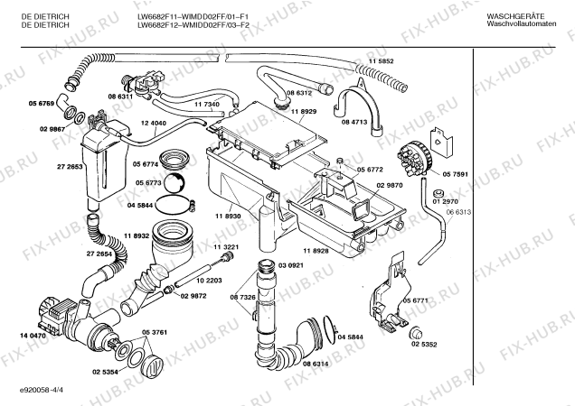Схема №2 WIMDD02FF De Dietrich LW6682F14 с изображением Ручка выбора программ для стиралки Bosch 00058614