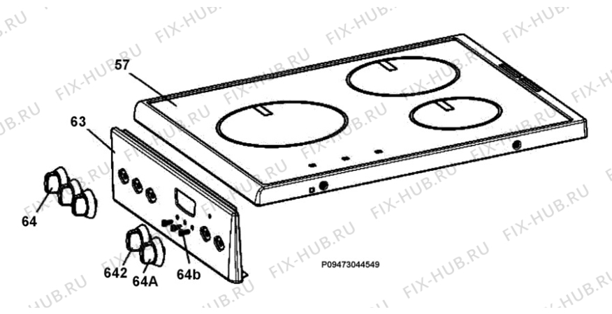 Взрыв-схема плиты (духовки) Electrolux EKD513500X - Схема узла Section 4