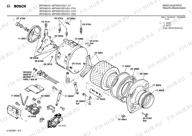 Взрыв-схема стиральной машины Bosch WFK6010FG WFK6010 - Схема узла 03