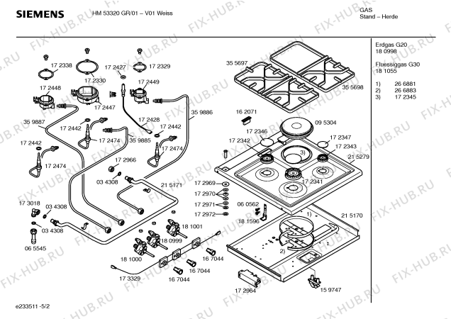 Взрыв-схема плиты (духовки) Siemens HM53320GR - Схема узла 02