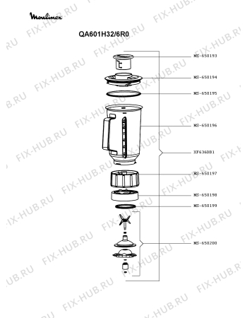 Взрыв-схема кухонного комбайна Moulinex QA601H32/6R0 - Схема узла XP005212.5P4