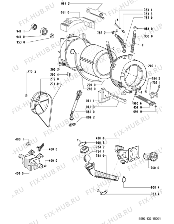 Взрыв-схема стиральной машины Indesit AWO10561W1 (F091402) - Схема узла