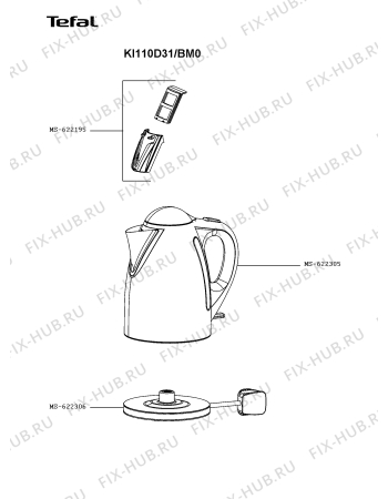 Схема №1 KI110D31/BM0 с изображением Корпусная деталь для электрочайника Tefal MS-622305