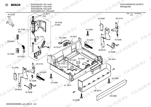 Взрыв-схема посудомоечной машины Bosch SGS4302 - Схема узла 05