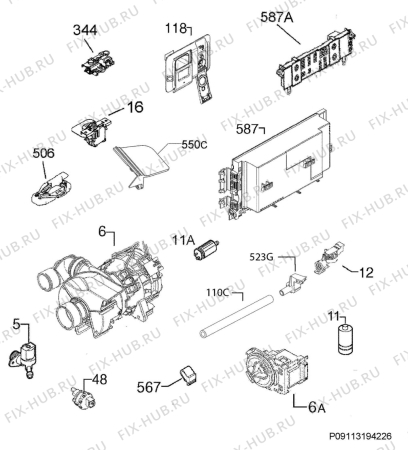 Взрыв-схема посудомоечной машины Electrolux ESF8515ROX - Схема узла Electrical equipment 268