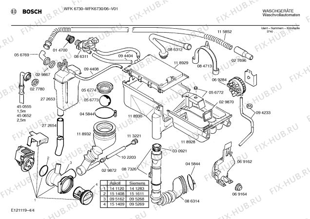 Схема №4 WFK6730 с изображением Панель управления для стиралки Bosch 00285912