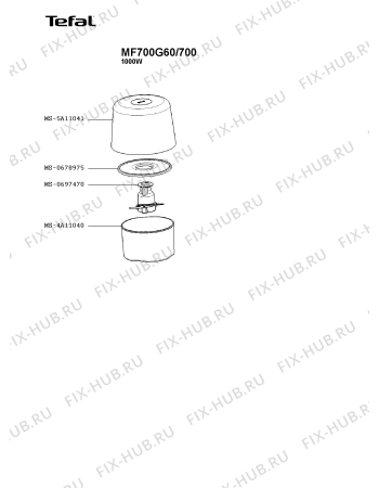 Взрыв-схема блендера (миксера) Tefal MF700G60/700 - Схема узла 8P004216.4P3