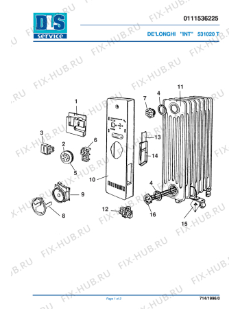 Схема №1 531020 T с изображением Корпусная деталь для обогревателя (вентилятора) DELONGHI 702031