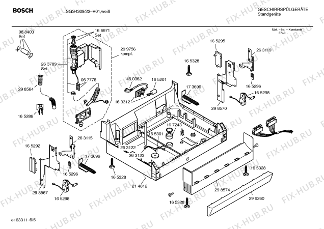 Взрыв-схема посудомоечной машины Bosch SGS4309 - Схема узла 05