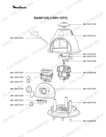 Взрыв-схема блендера (миксера) Moulinex DAA811(0) - Схема узла YP002444.2P2