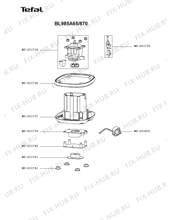 Взрыв-схема блендера (миксера) Tefal BL985A65/870 - Схема узла SP006047.2P2