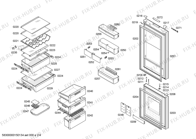 Взрыв-схема холодильника Bosch KGN36S71 - Схема узла 02