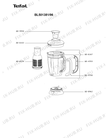 Взрыв-схема блендера (миксера) Tefal BL501381/96 - Схема узла 4P002941.6P2