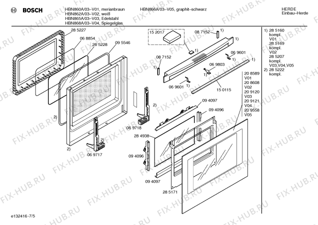 Схема №5 HBN868B с изображением Панель для плиты (духовки) Bosch 00287940