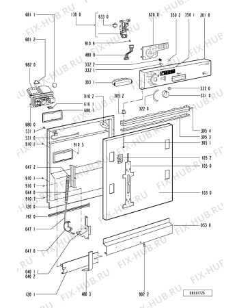 Схема №2 ADP 4962 WH с изображением Панель для электропосудомоечной машины Whirlpool 481245370646