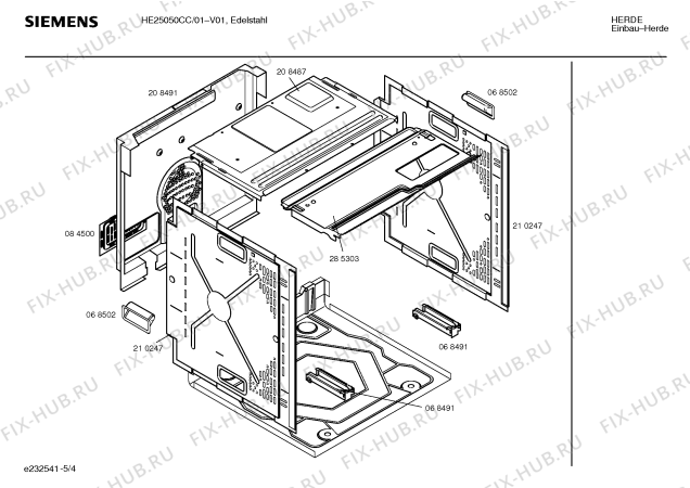 Взрыв-схема плиты (духовки) Siemens HE25050CC - Схема узла 04