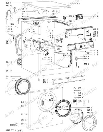 Схема №2 AWOD 4725 с изображением Обшивка для стиралки Whirlpool 480111100985