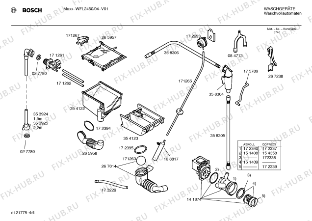 Схема №3 WFL2460 с изображением Инструкция по установке и эксплуатации для стиральной машины Bosch 00526524