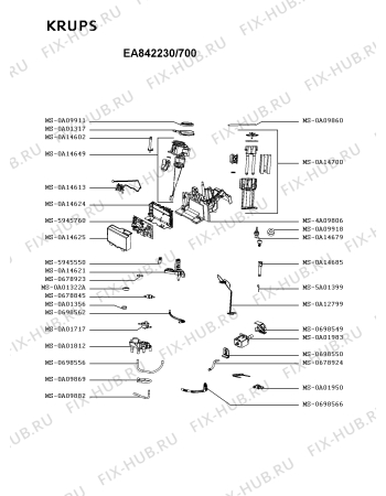 Взрыв-схема кофеварки (кофемашины) Krups EA842230/700 - Схема узла WP004434.8P3