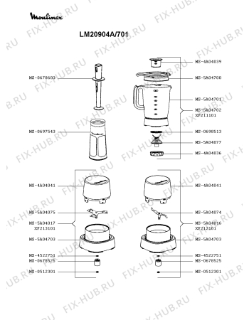 Взрыв-схема блендера (миксера) Moulinex LM20904A/701 - Схема узла BP002949.5P2