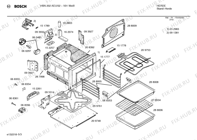 Схема №4 HSN202AEU с изображением Инструкция по эксплуатации для плиты (духовки) Bosch 00520022