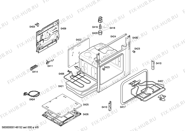 Взрыв-схема плиты (духовки) Bosch HGV425120N - Схема узла 04